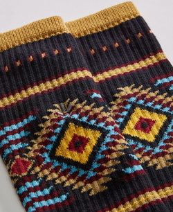Sun + Stone Sun + Stone Novelty Printed Crew Socks Yellow Aztec thumbnail 2