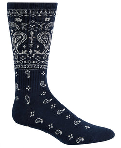 Sun + Stone Sun + Stone Paisley Printed Crew Socks Blue Paisley thumbnail 1
