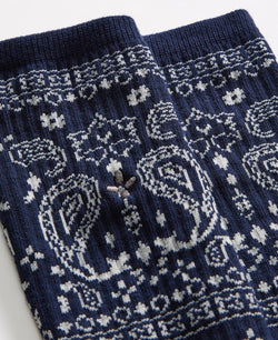 Sun + Stone Sun + Stone Paisley Printed Crew Socks Blue Paisley thumbnail 2