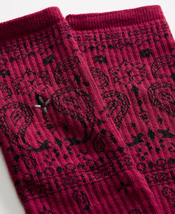 Sun + Stone Sun + Stone Paisley Printed Crew Socks Red Paisley thumbnail 2