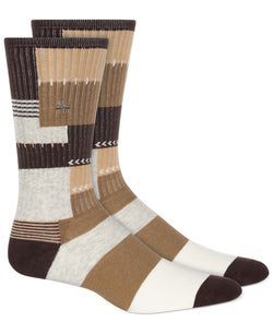 Sun + Stone Sun + Stone Patchwork Crew Socks Brown Patchwork thumbnail 1