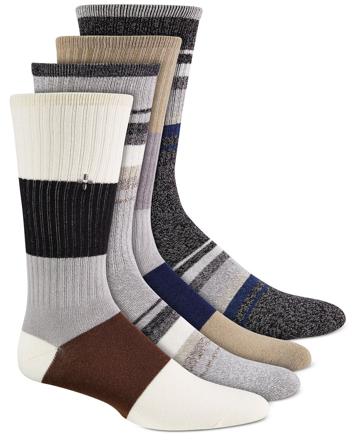 Sun + Stone Sun + Stone Printed Crew Socks 4 Pk. Brown