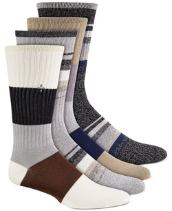 Sun + Stone Sun + Stone Printed Crew Socks 4 Pk. Brown thumbnail 1