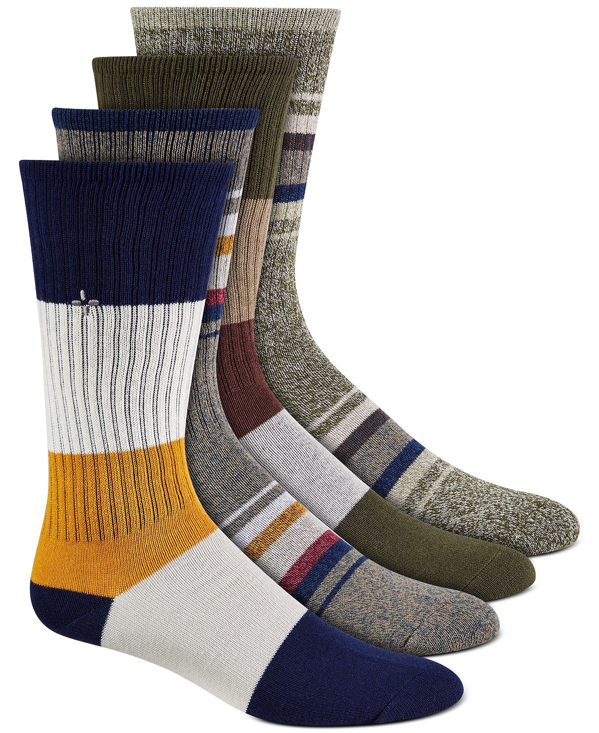 Sun + Stone Sun + Stone Printed Crew Socks 4 Pk. Olive