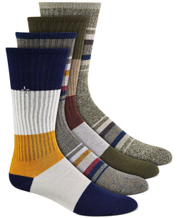 Sun + Stone Sun + Stone Printed Crew Socks 4 Pk. Olive thumbnail 1