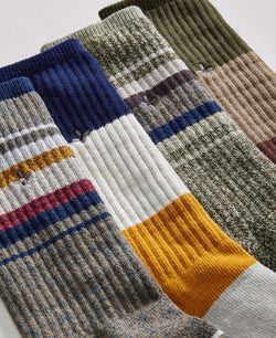 Sun + Stone Sun + Stone Printed Crew Socks 4 Pk. Olive thumbnail 2