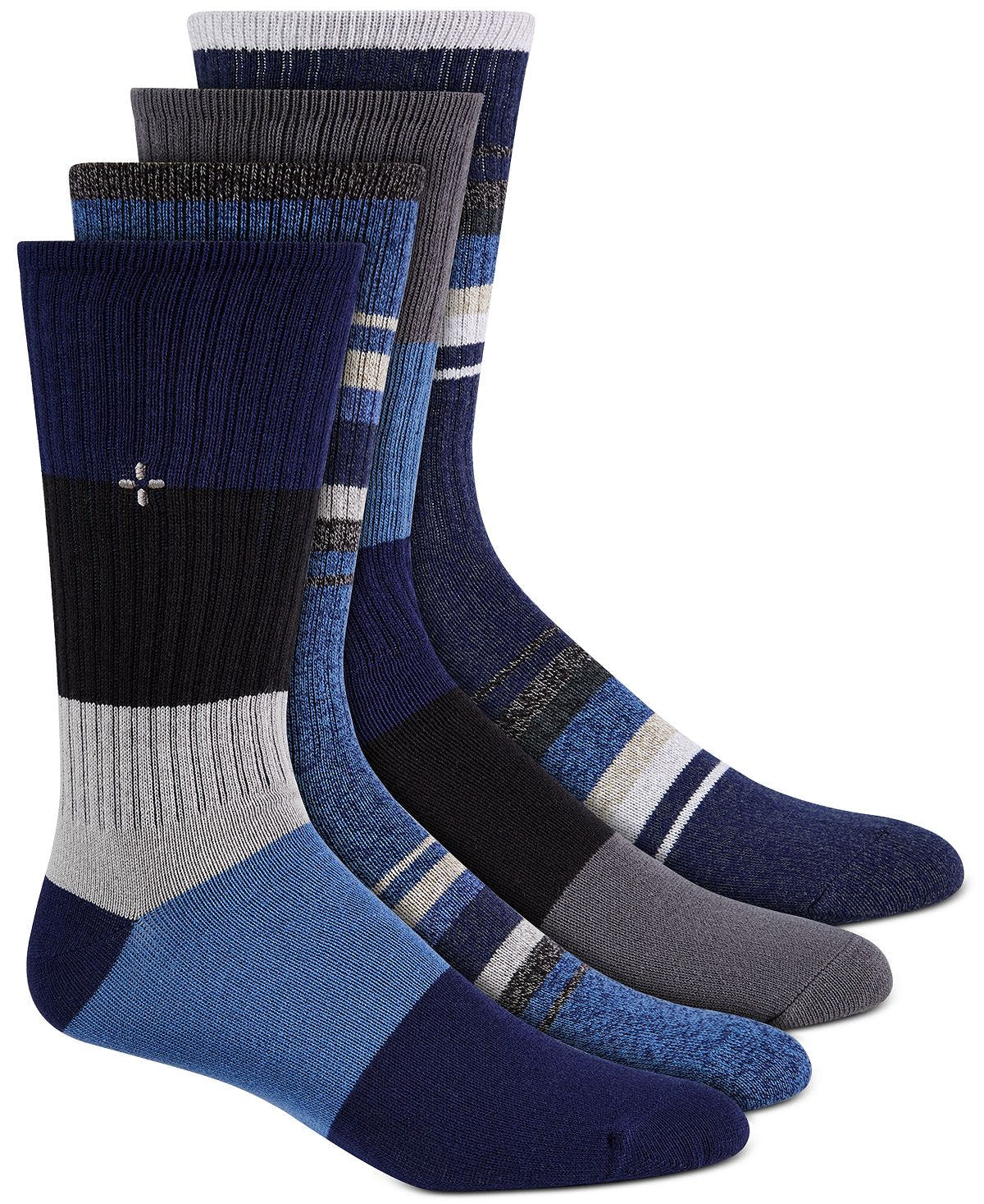 Sun + Stone Sun + Stone Printed Crew Socks Pack Of 4 Blue