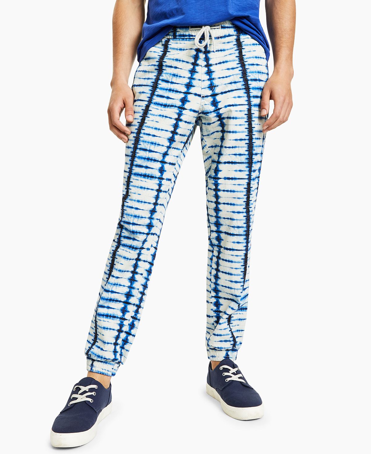 Sun + Stone Sun + Stone Regular-fit Stretch Shibori Tie-dyed Twill Joggers Coastal Navy