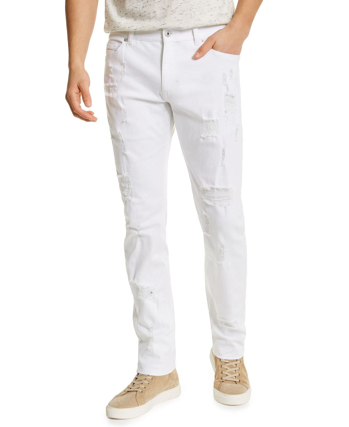 Sun + Stone Sun + Stone Ripped White Jeans With Recycled Repreve Blanco Wash
