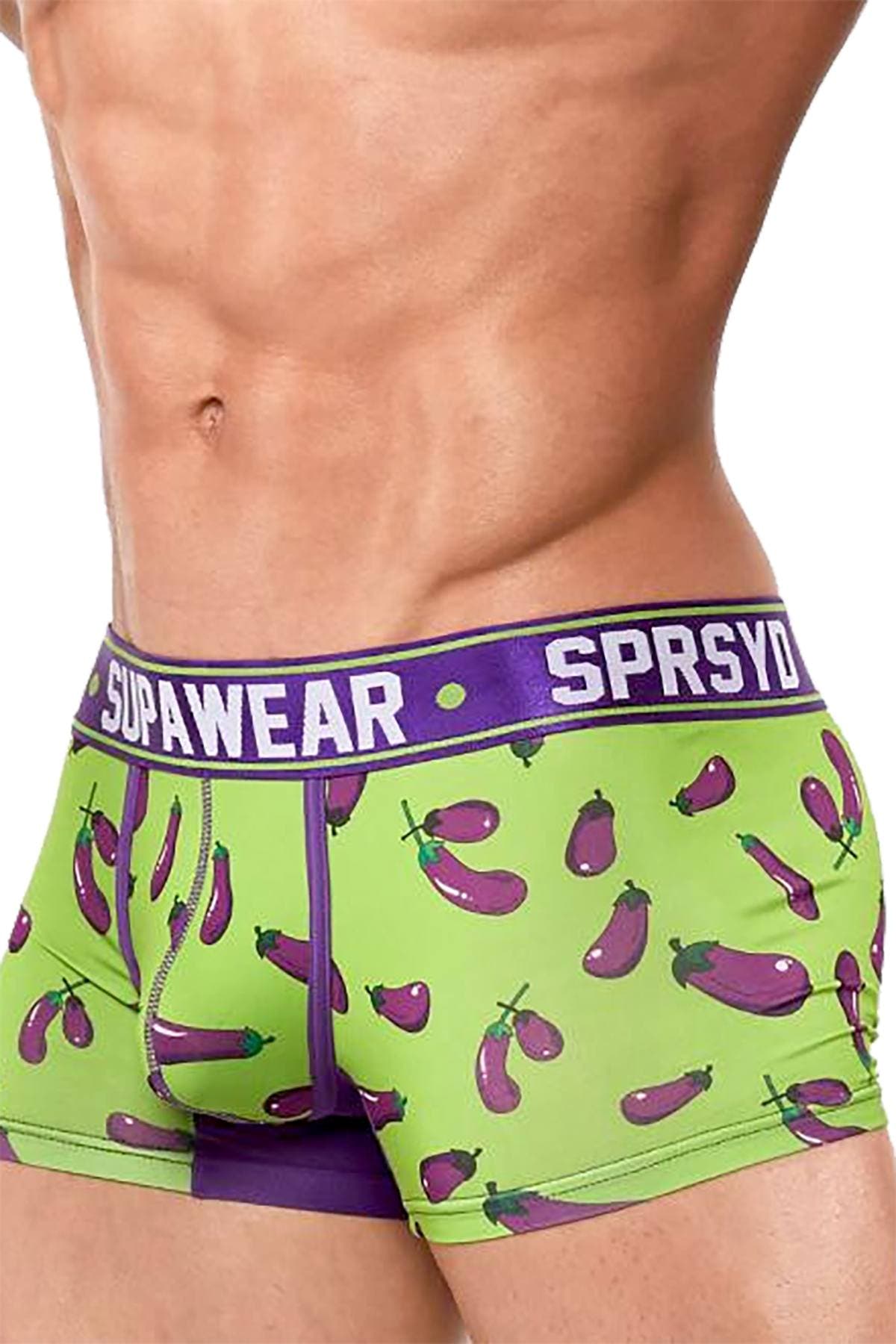 Supawear Green/Purple Eggplant-Printed Sprint Trunk