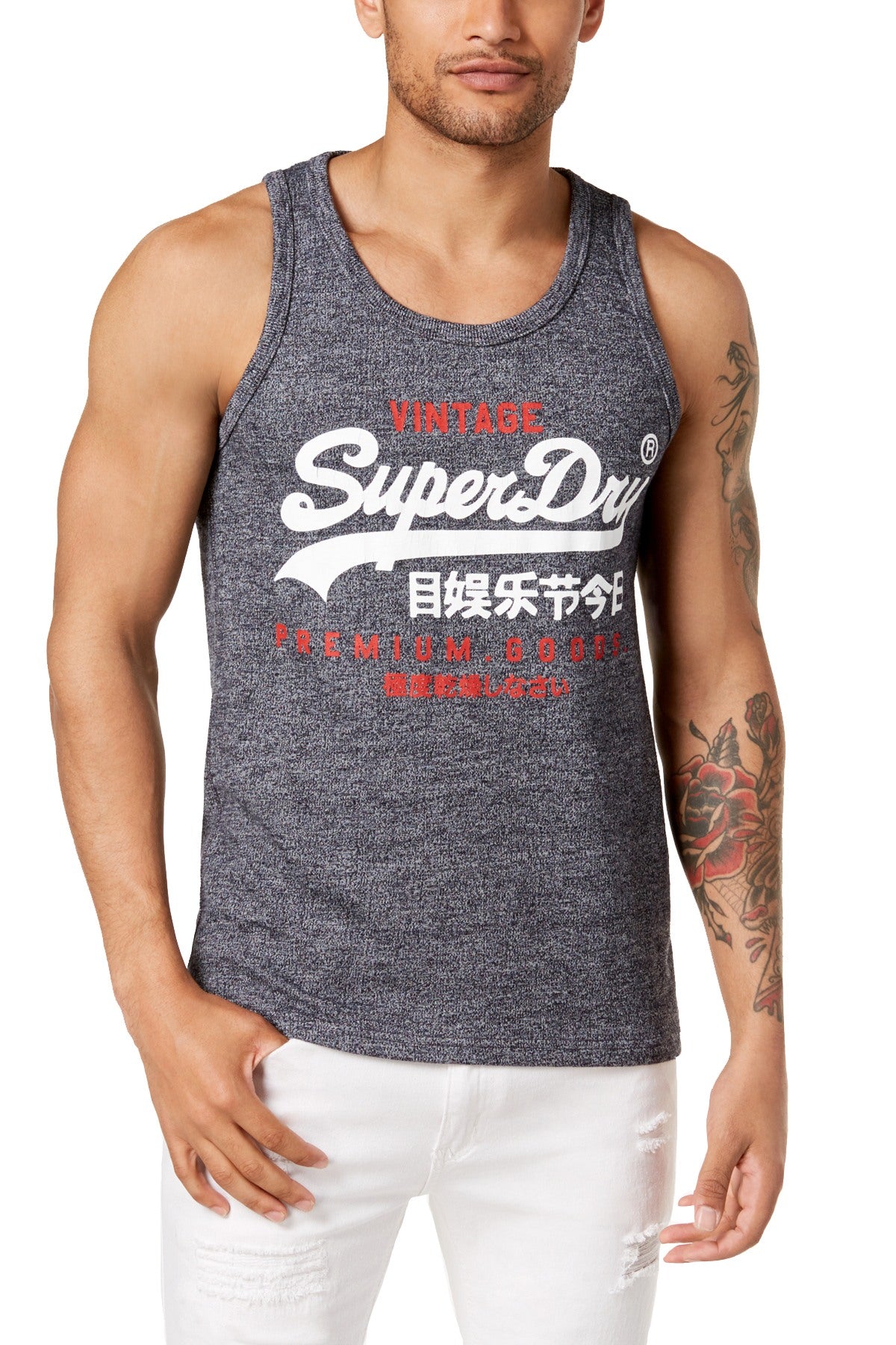 SuperDry Atlantic-Navy-Grit Premium Goods Duo Vest Tank