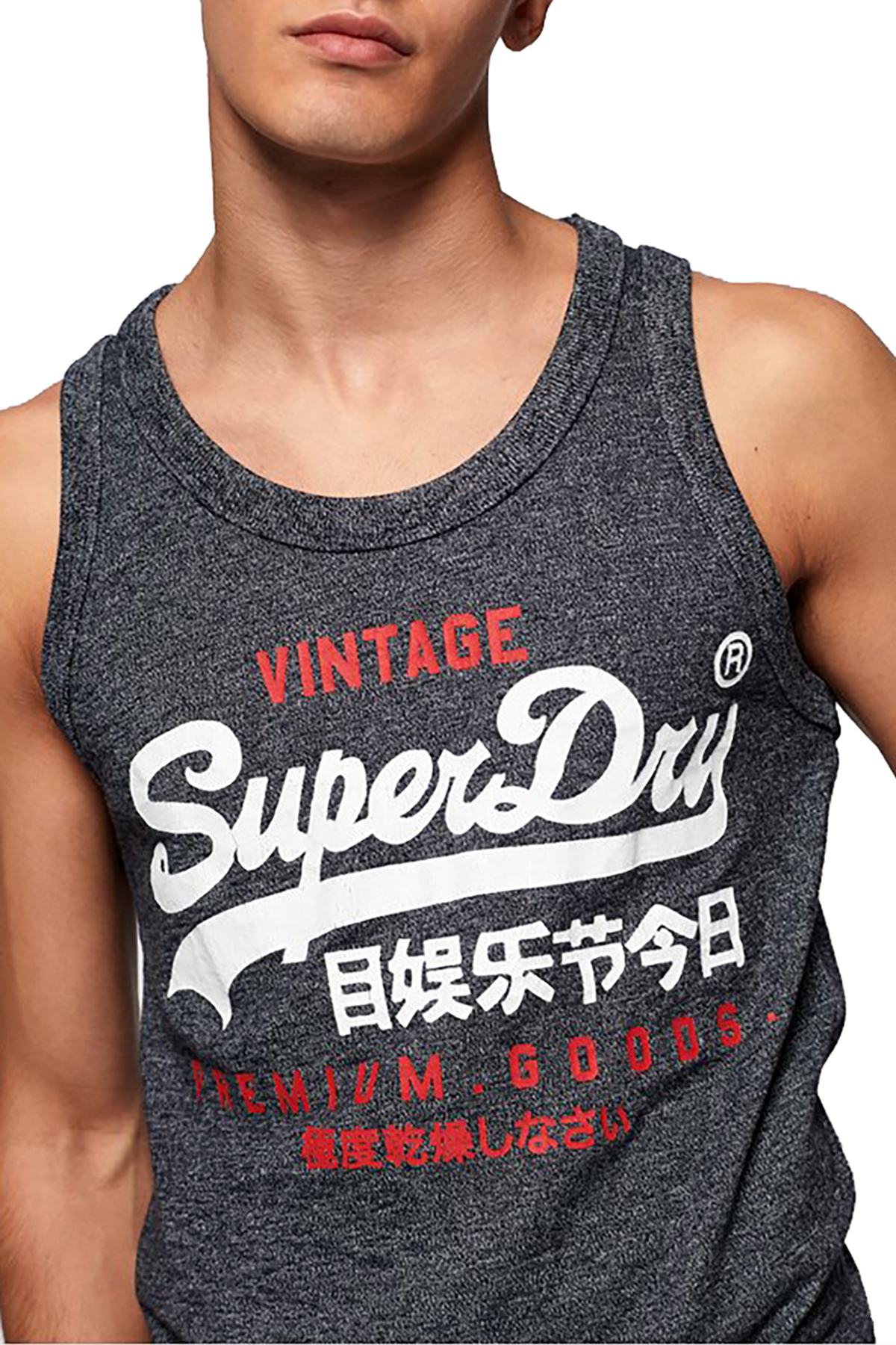 SuperDry Atlantic-Navy-Grit Premium Goods Duo Vest Tank