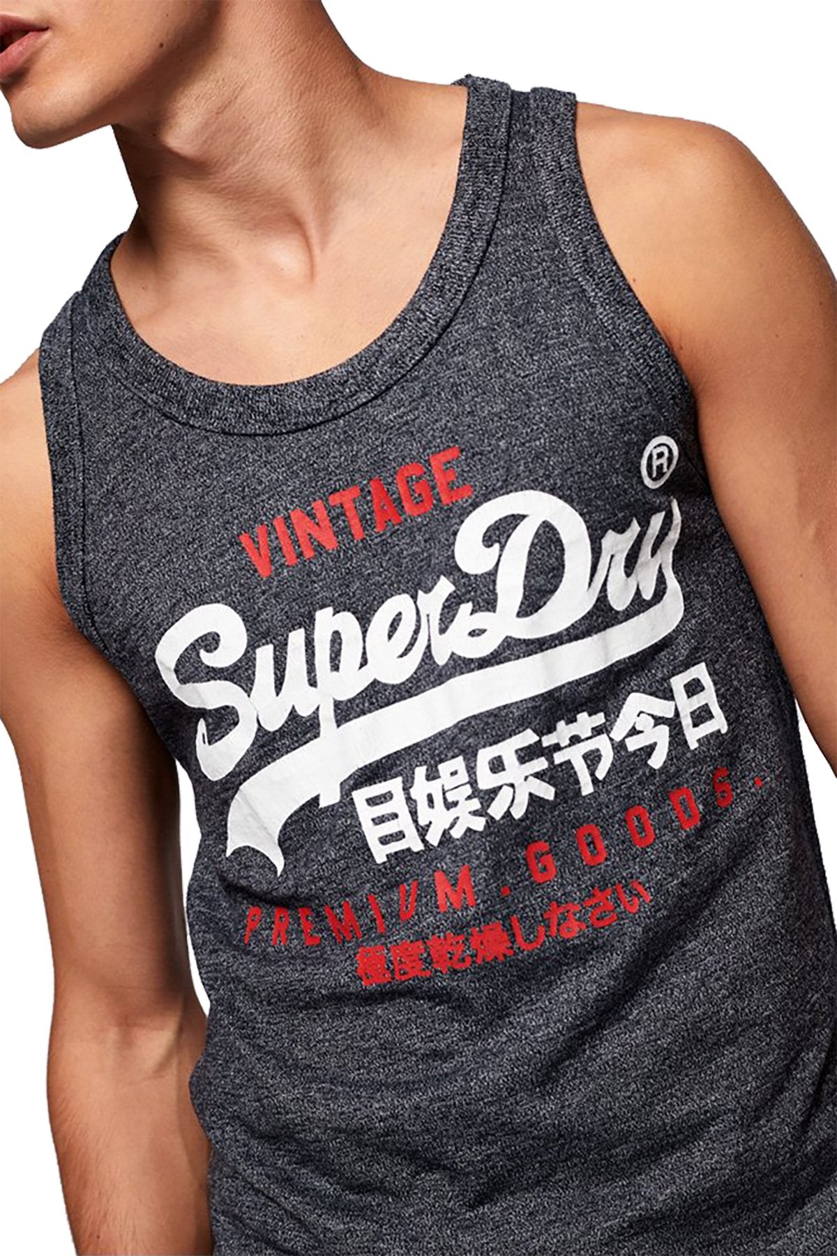 SuperDry Atlantic-Navy-Grit Premium Goods Duo Vest Tank