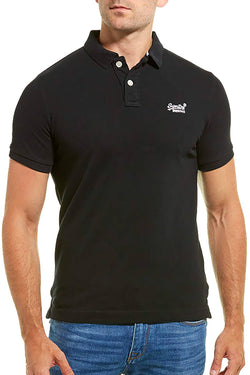 SuperDry Black Classic Pique Short-Sleeve Polo Shirt thumbnail 4