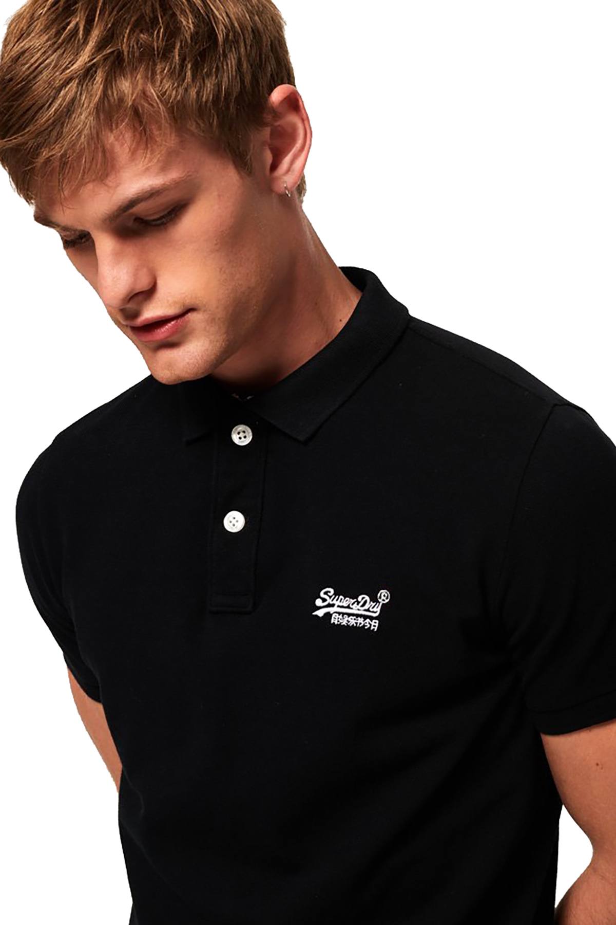 SuperDry Black Classic Pique Short-Sleeve Polo Shirt