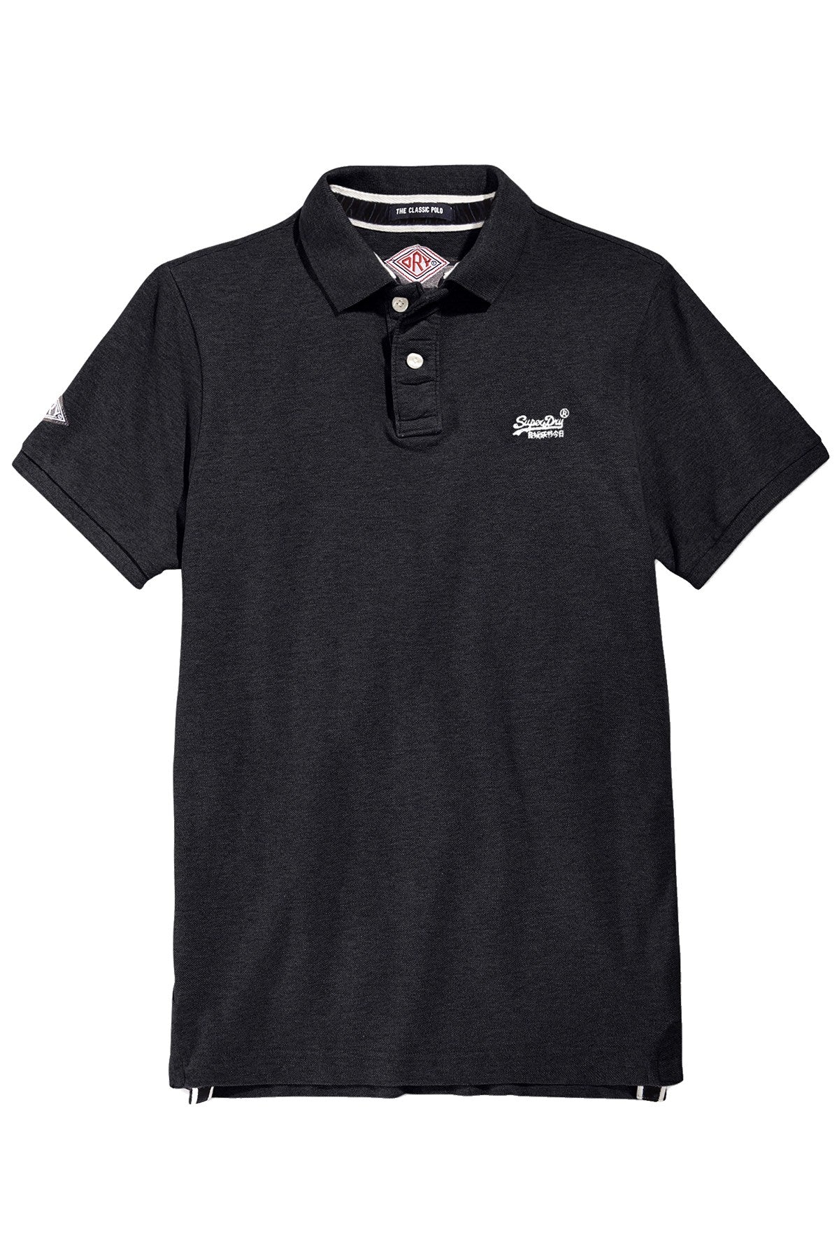 SuperDry Black Classic Pique Short-Sleeve Polo Shirt