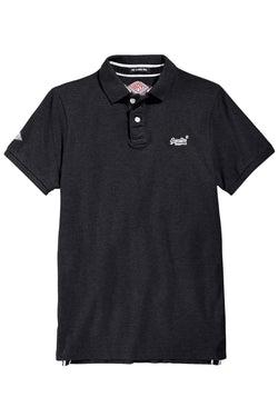 SuperDry Black Classic Pique Short-Sleeve Polo Shirt thumbnail 2