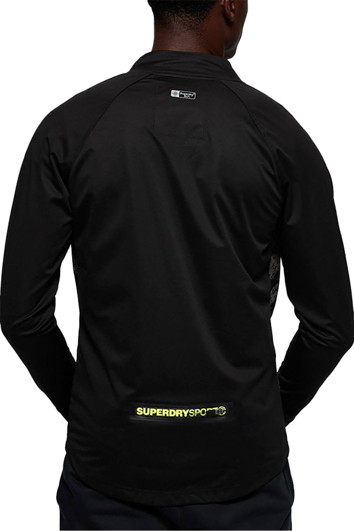 SuperDry Black-Dash/Reflective-Camo Training Stretch Hybrid Zip-Through Jacket
