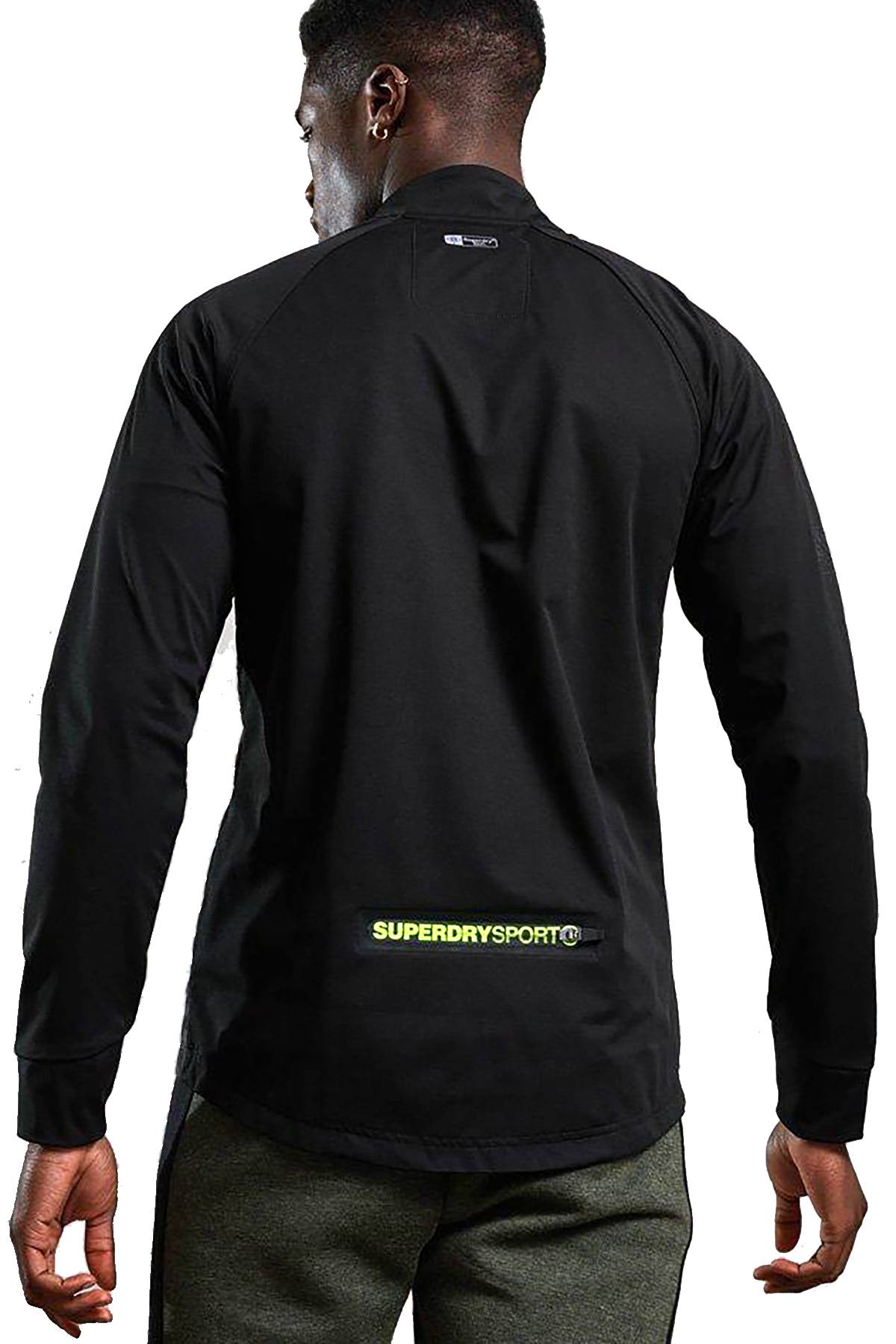 SuperDry Black-Dash/Reflective-Camo Training Stretch Hybrid Zip-Through Jacket