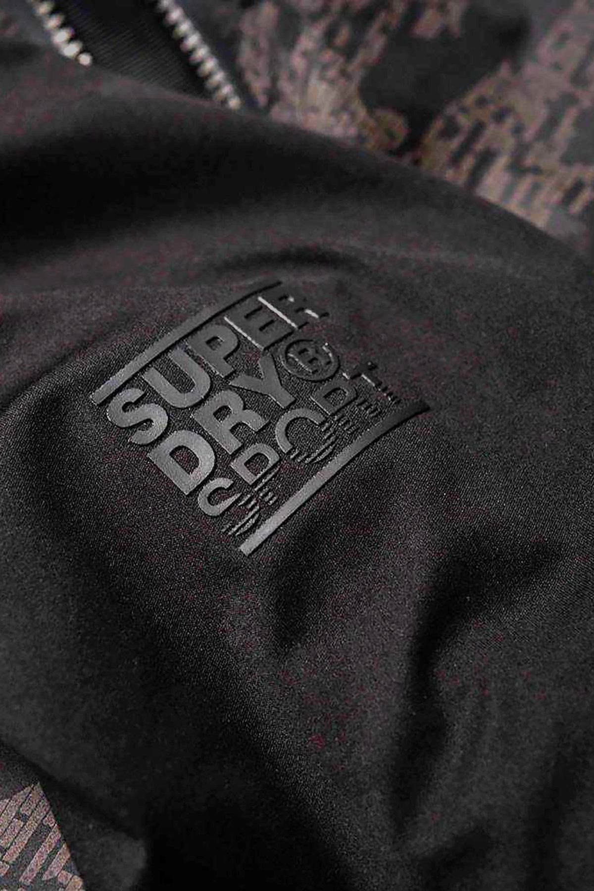 SuperDry Black-Dash/Reflective-Camo Training Stretch Hybrid Zip-Through Jacket