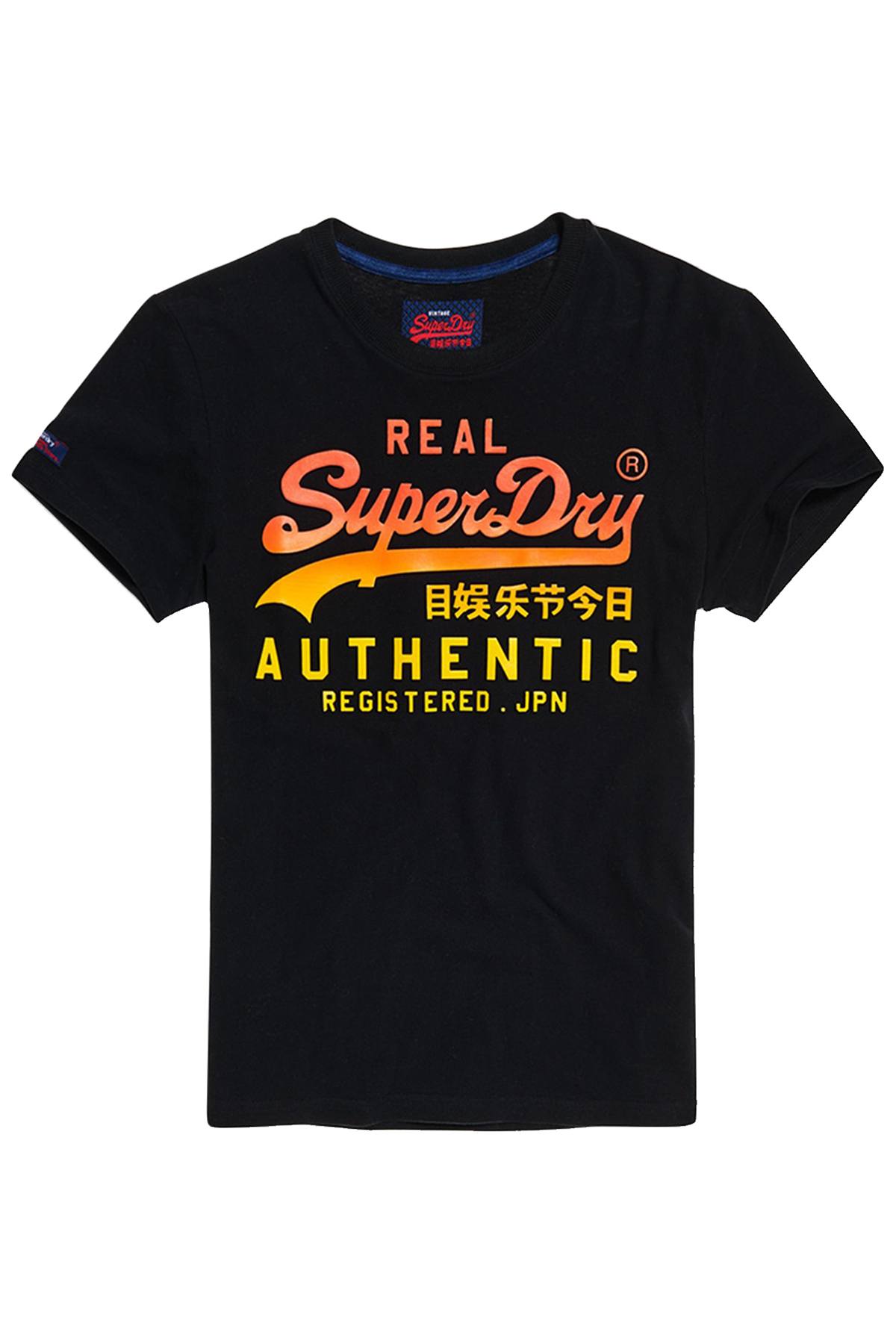 SuperDry Black Vintage Authentic Fade Logo Graphic Tee