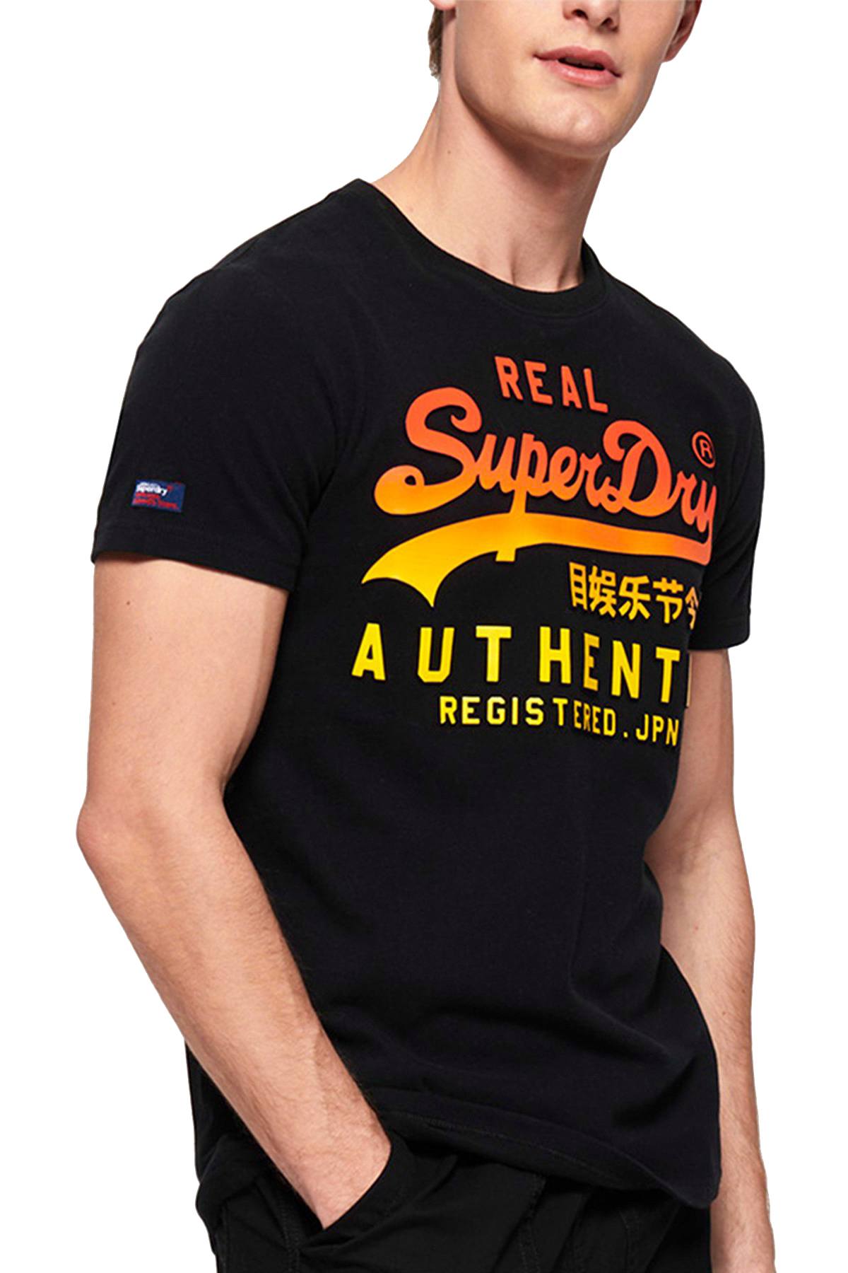 SuperDry Black Vintage Authentic Fade Logo Graphic Tee