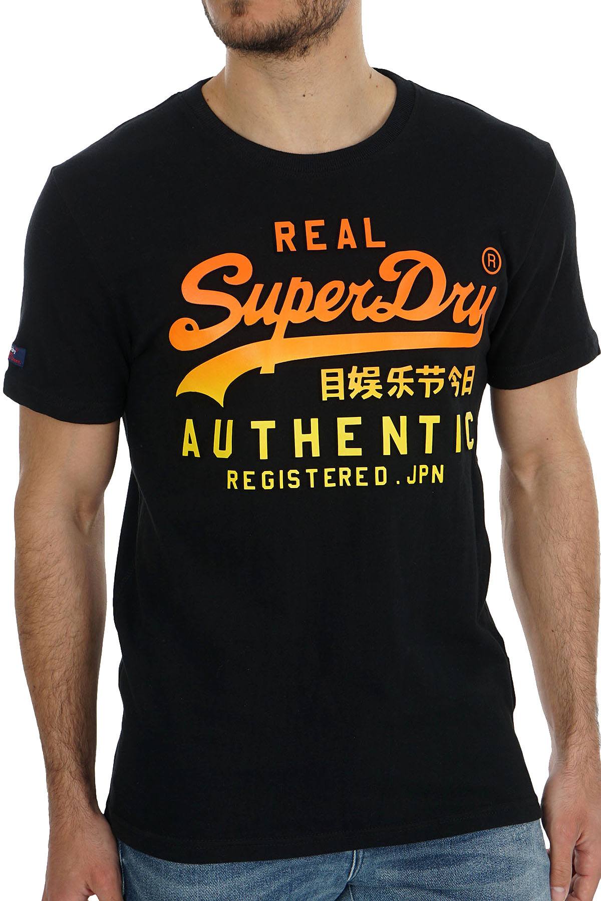 SuperDry Black Vintage Authentic Fade Logo Graphic Tee