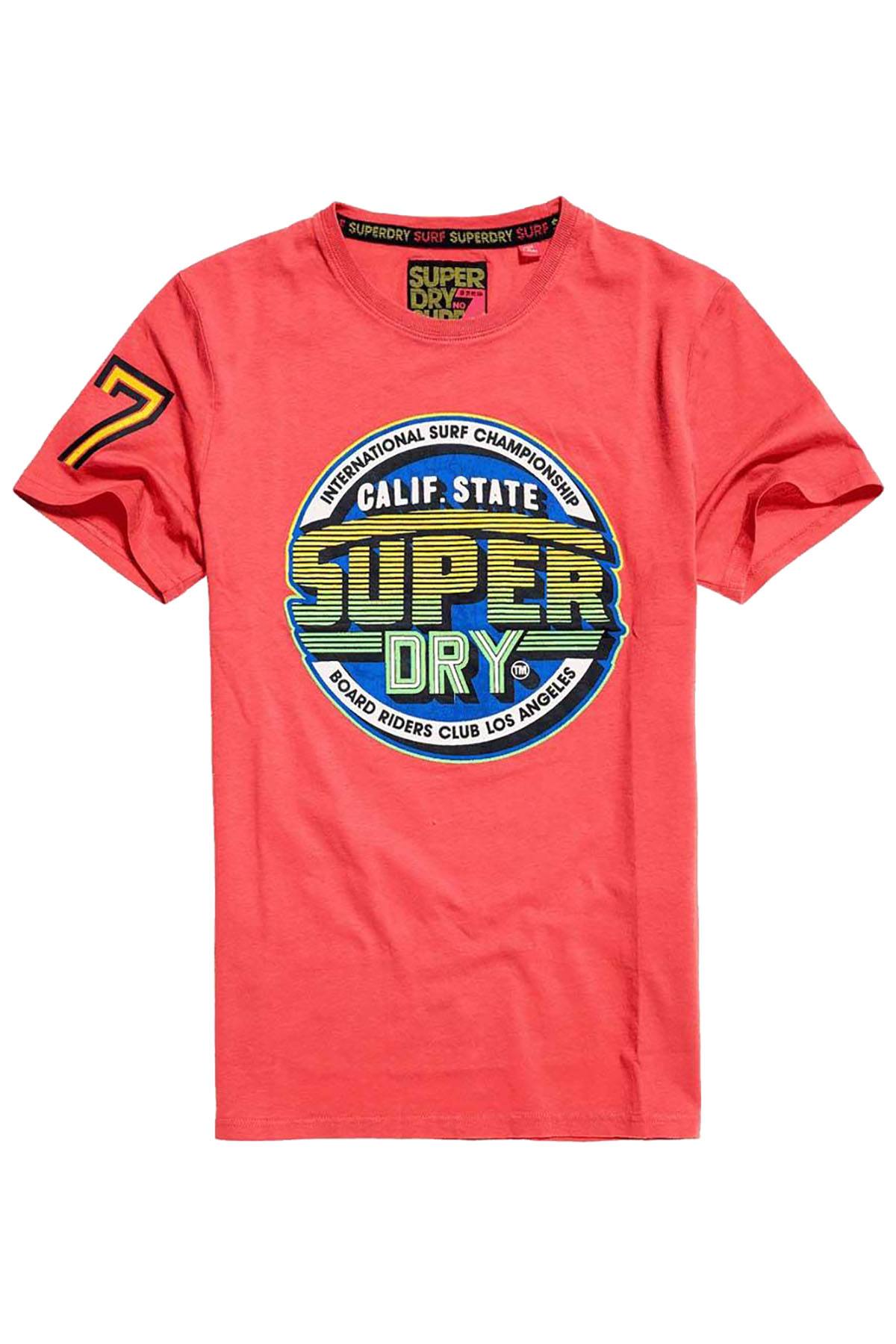 SuperDry Bleached Ultra-Coral Sticker Tab T-Shirt