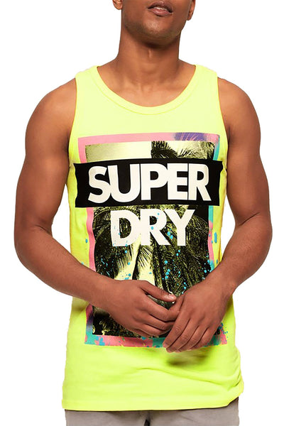 SuperDry Bleached Ultra-Lemon Echo Beach Longline Vest Tank