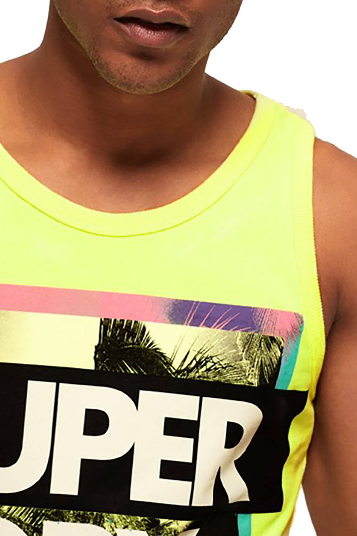 SuperDry Bleached Ultra-Lemon Echo Beach Longline Vest Tank
