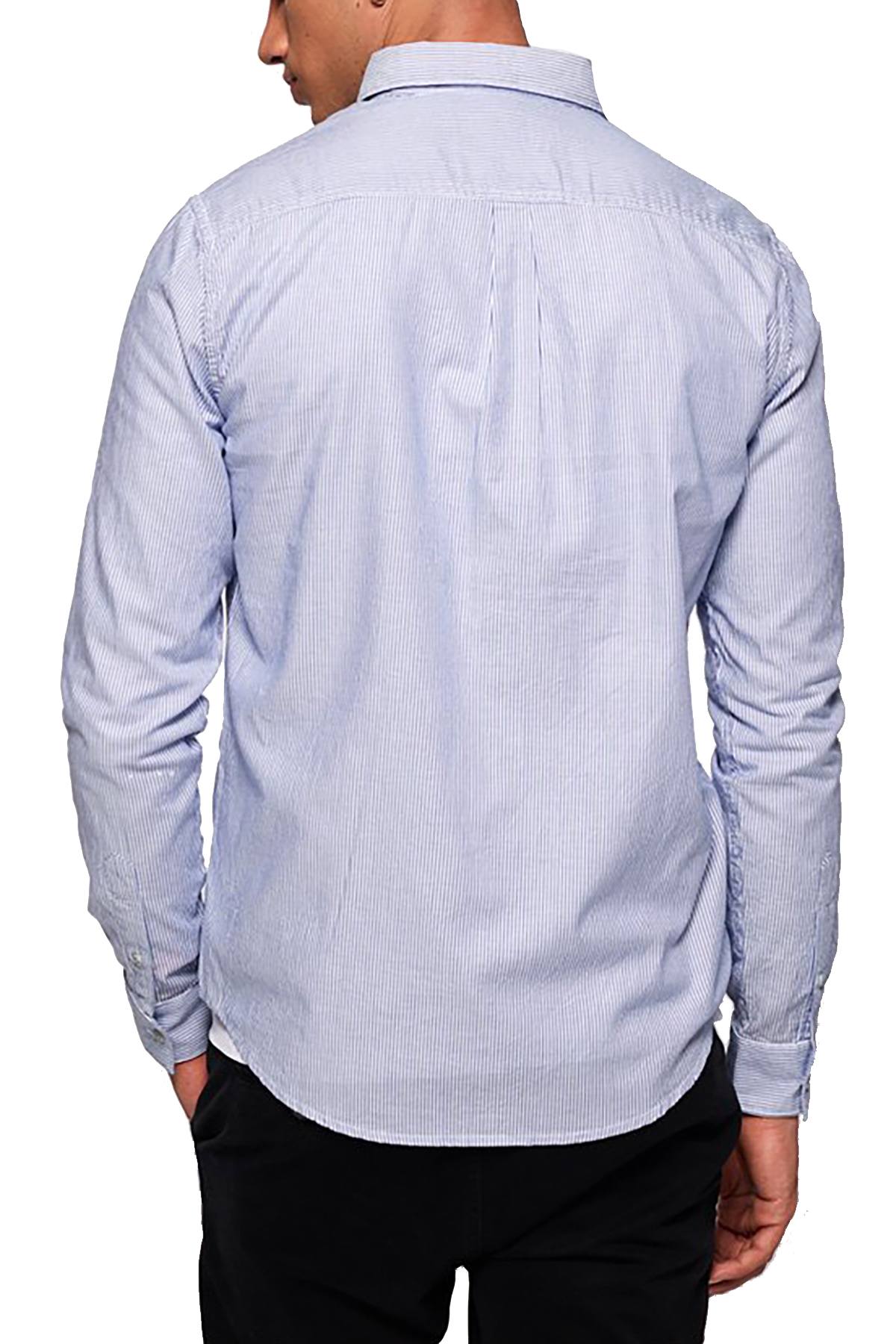SuperDry Blue-Basket Stripe Premium Button-Down Long-Sleeve Shirt