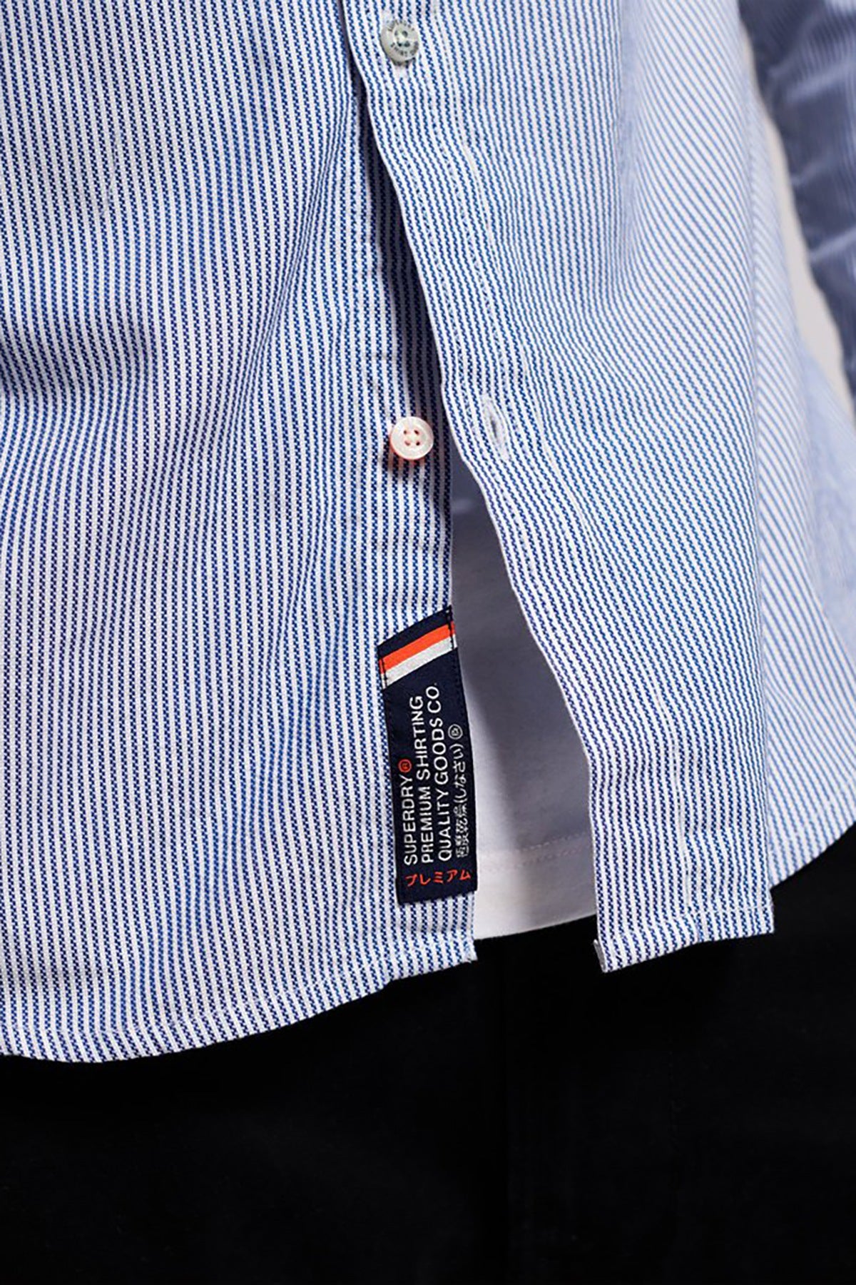 SuperDry Blue-Basket Stripe Premium Button-Down Long-Sleeve Shirt