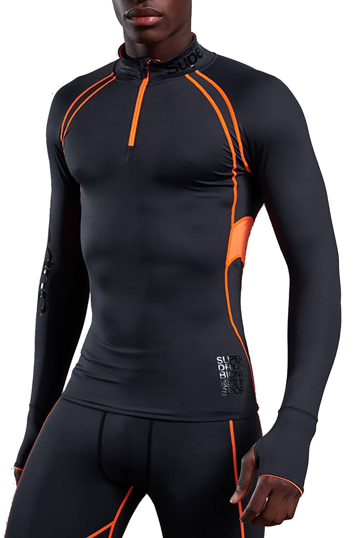 SuperDry Carbon/Orange Bionic Compression Half-Zip Top