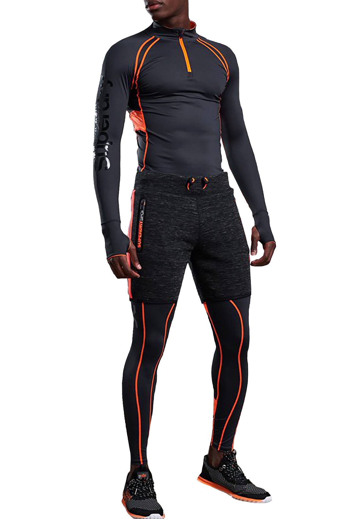 SuperDry Carbon/Orange Bionic Compression Half-Zip Top