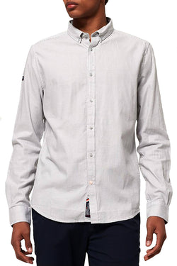 SuperDry Charcoal-Basket Stripe Premium Button-Down Long-Sleeve Shirt thumbnail 1