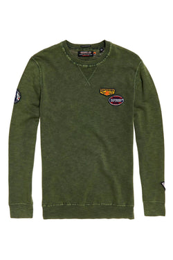 SuperDry Deep-Khaki Garment-Dye L.A. Badged Crew-Neck Sweater thumbnail 2