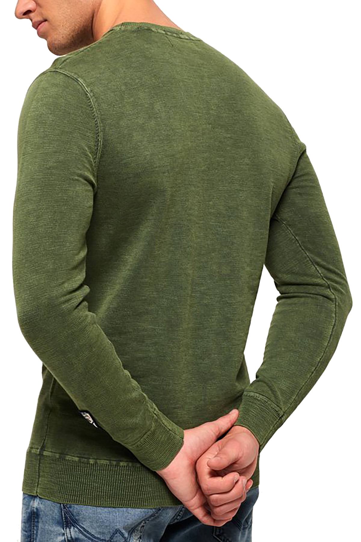 SuperDry Deep-Khaki Garment-Dye L.A. Badged Crew-Neck Sweater
