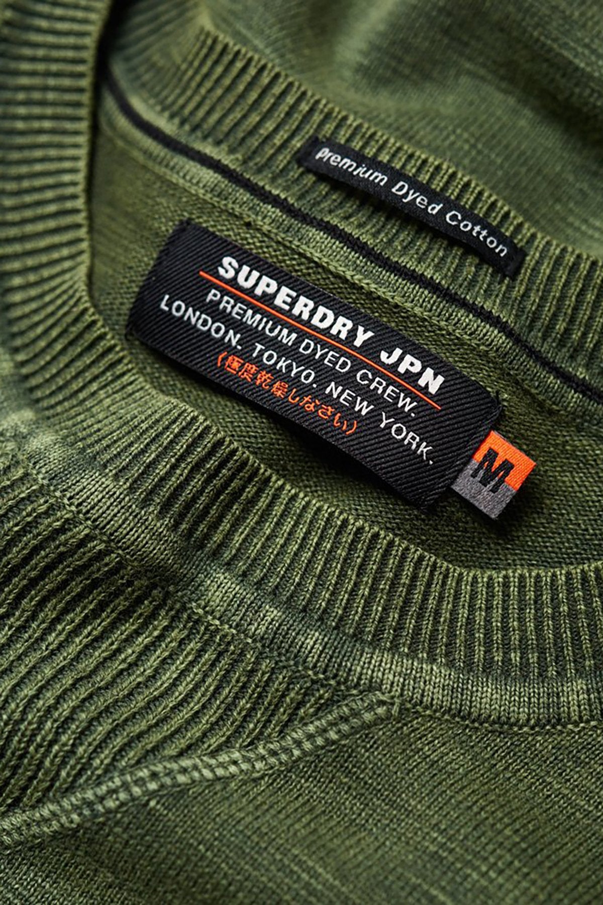 SuperDry Deep-Khaki Garment-Dye L.A. Badged Crew-Neck Sweater