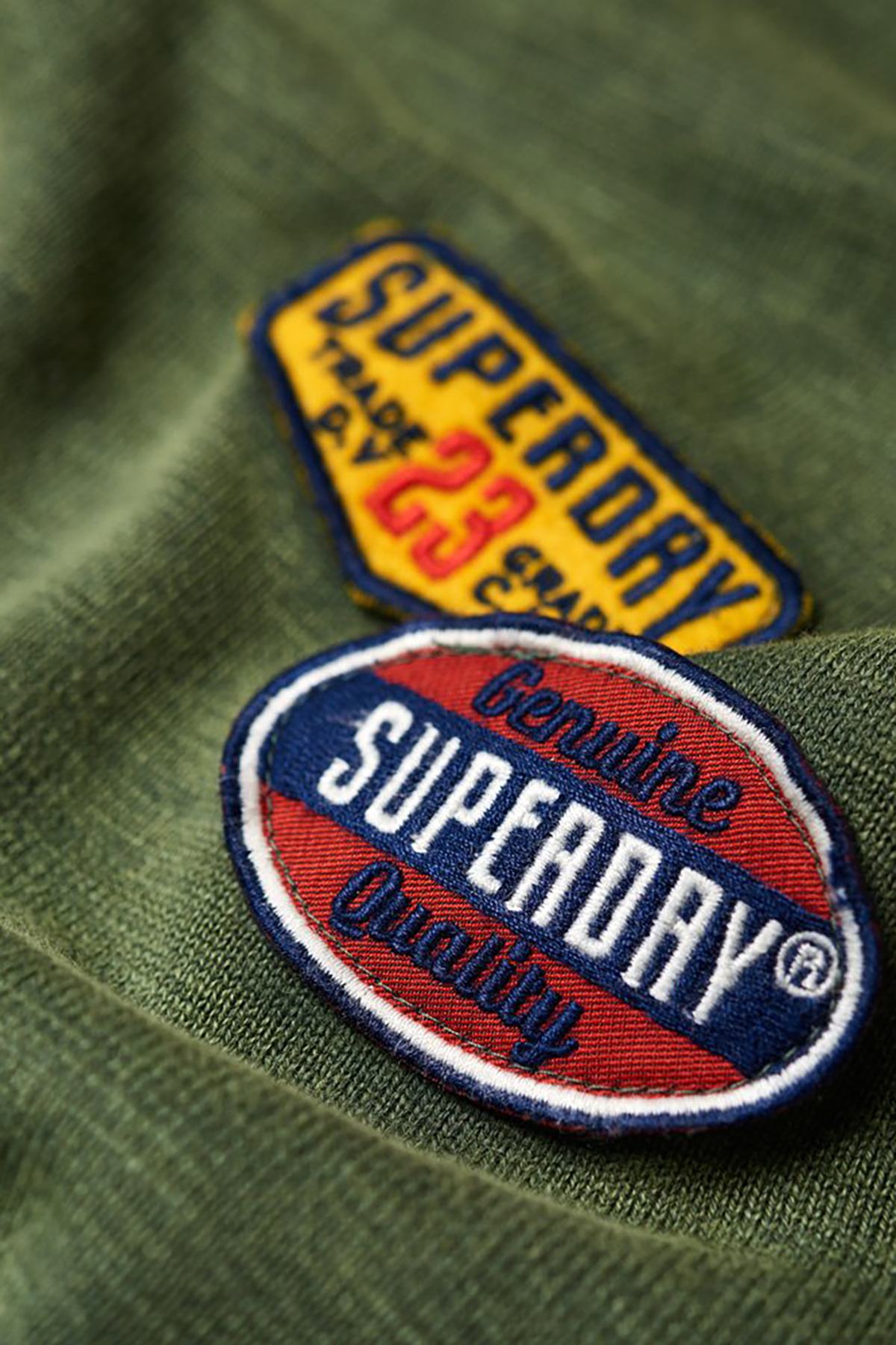SuperDry Deep-Khaki Garment-Dye L.A. Badged Crew-Neck Sweater