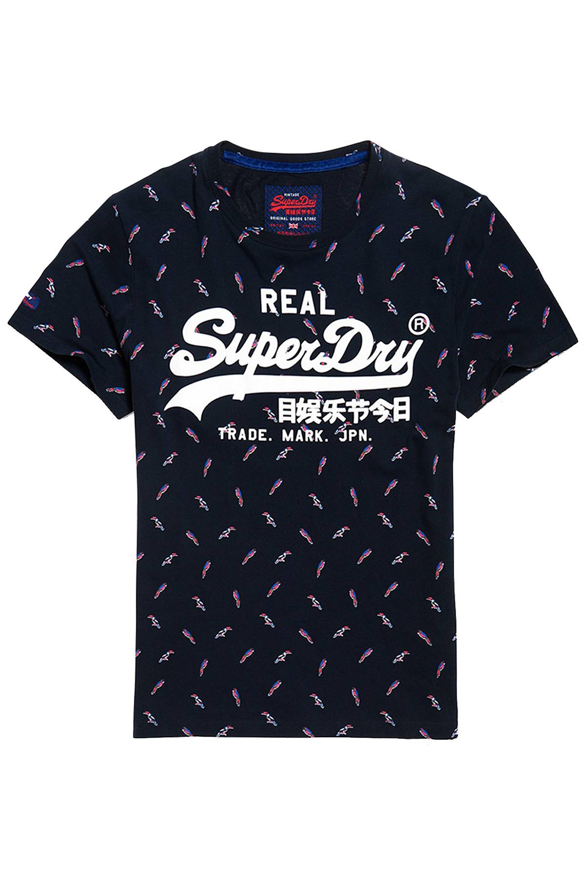 SuperDry Eclipse-Navy Bird-Print Vintage Logo Tee