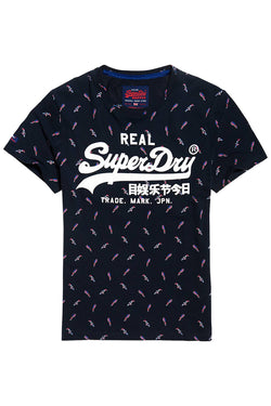 SuperDry Eclipse-Navy Bird-Print Vintage Logo Tee thumbnail 2