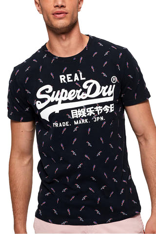 SuperDry Eclipse-Navy Bird-Print Vintage Logo Tee