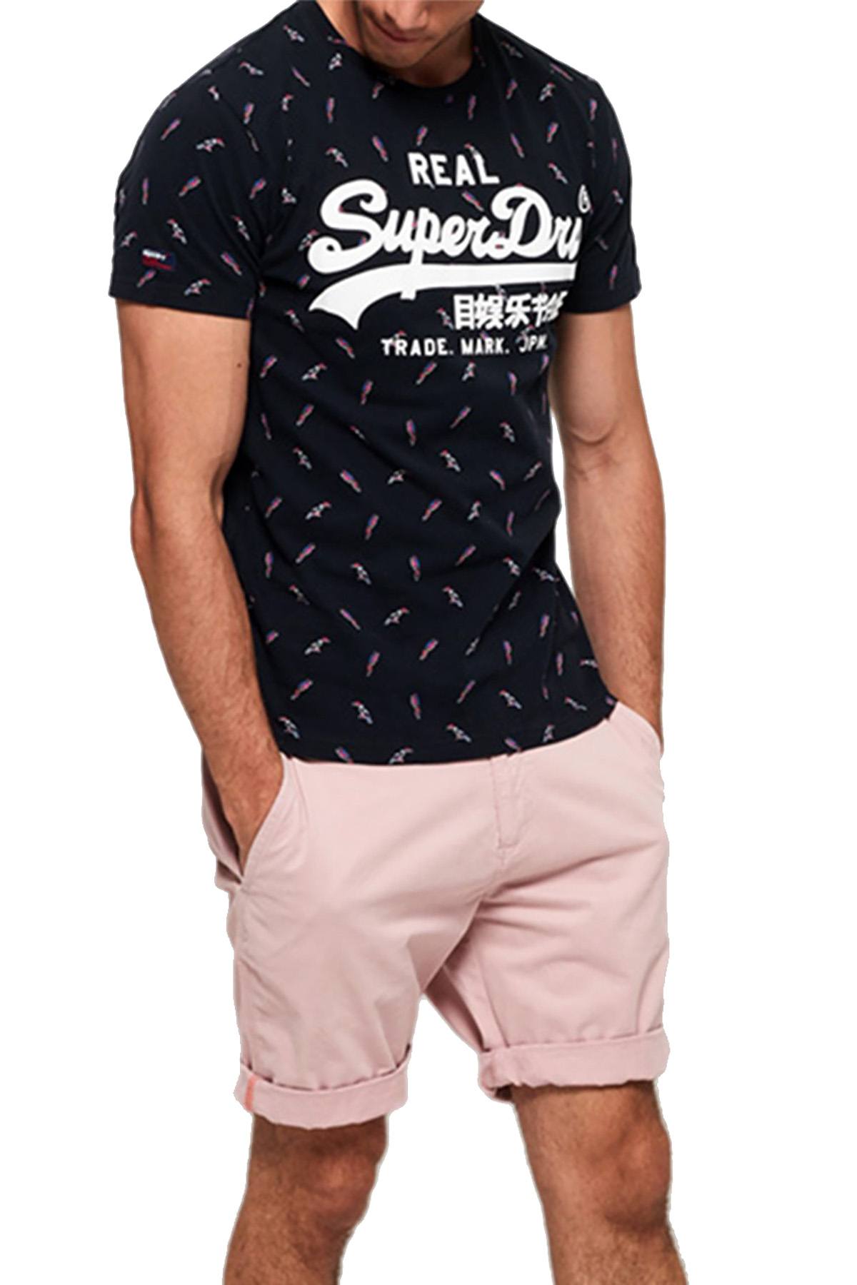 SuperDry Eclipse-Navy Bird-Print Vintage Logo Tee