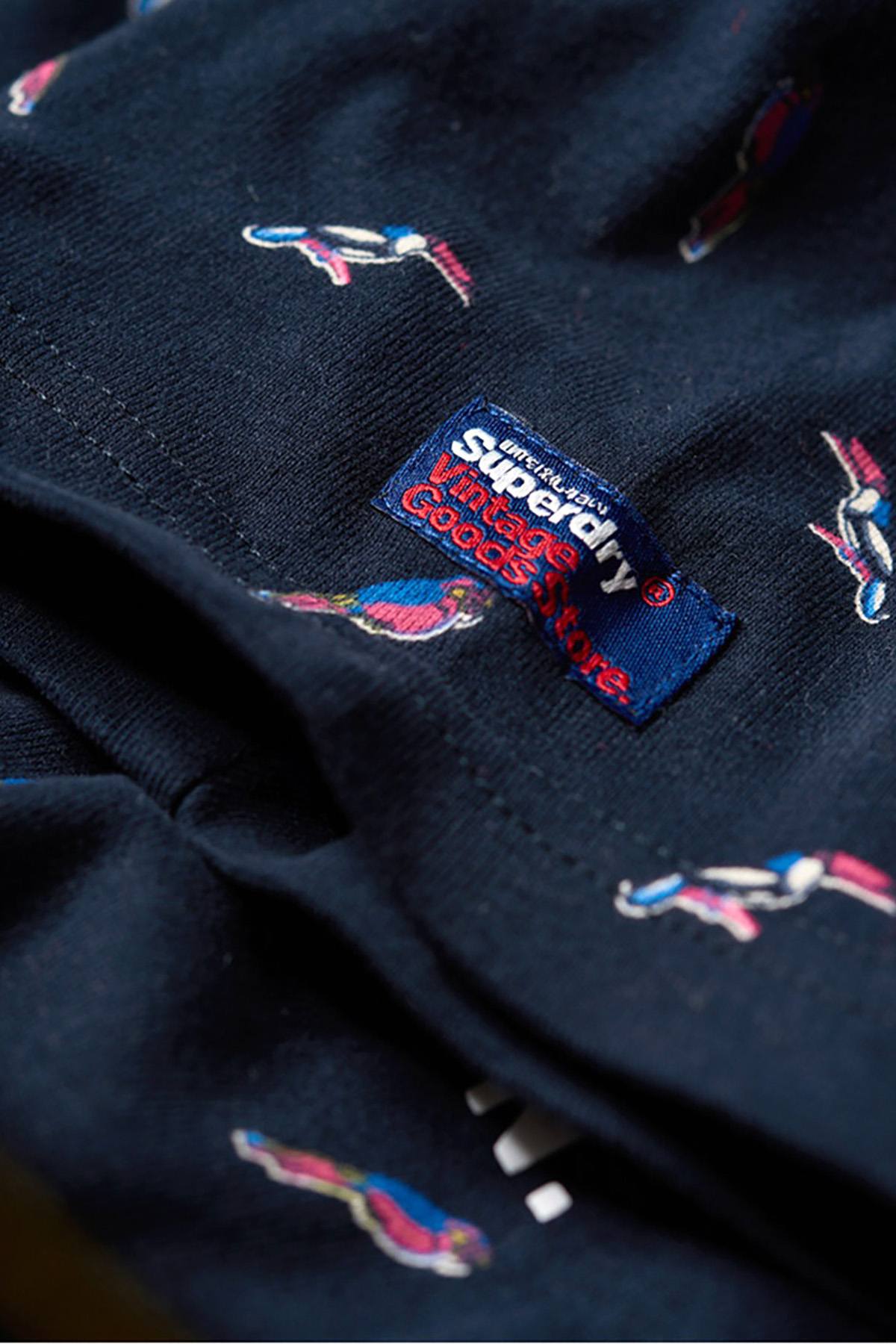 SuperDry Eclipse-Navy Bird-Print Vintage Logo Tee