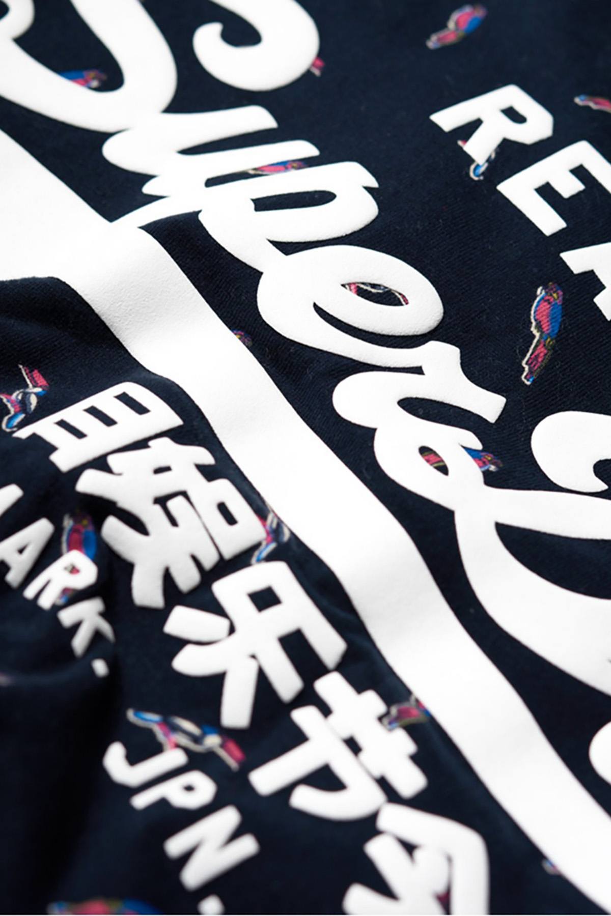 SuperDry Eclipse-Navy Bird-Print Vintage Logo Tee