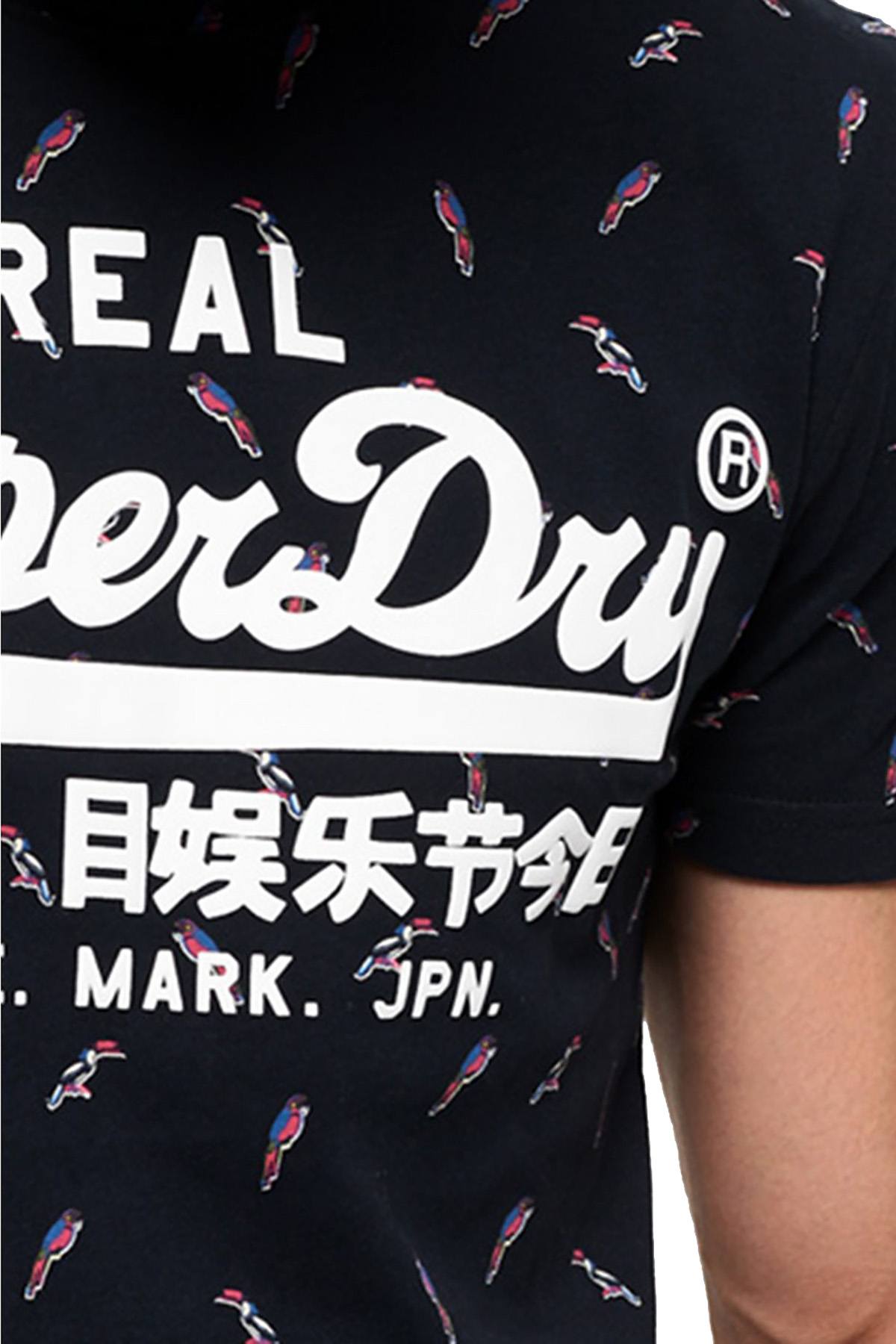 SuperDry Eclipse-Navy Bird-Print Vintage Logo Tee