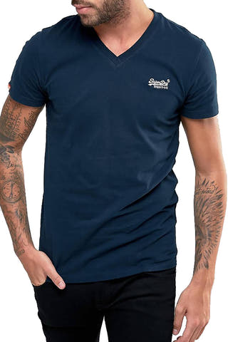 SuperDry Eclipse-Navy Orange-Label Vintage Embroidered V-Neck