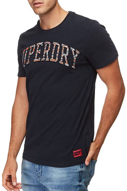 SuperDry Eclipse-Navy Varsity AOP Embossed T-Shirt thumbnail 1