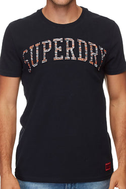 SuperDry Eclipse-Navy Varsity AOP Embossed T-Shirt thumbnail 2