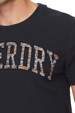 SuperDry Eclipse-Navy Varsity AOP Embossed T-Shirt thumbnail 4